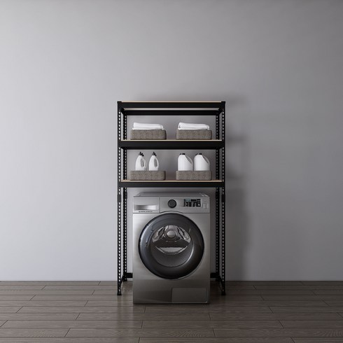 스피드랙 하단오픈형 세탁기 건조기 철제 선반, 블랙, 3.5단
