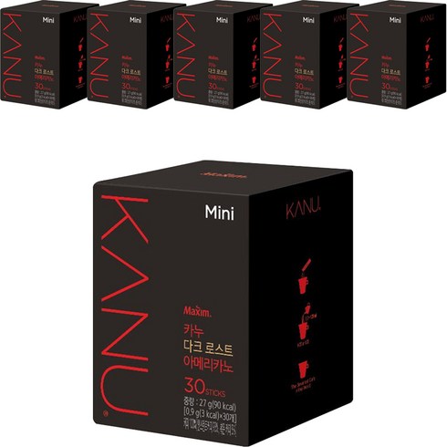 카누 다크 로스트 아메리카노 미니 원두커피믹스, 0.9g, 30개입, 6개