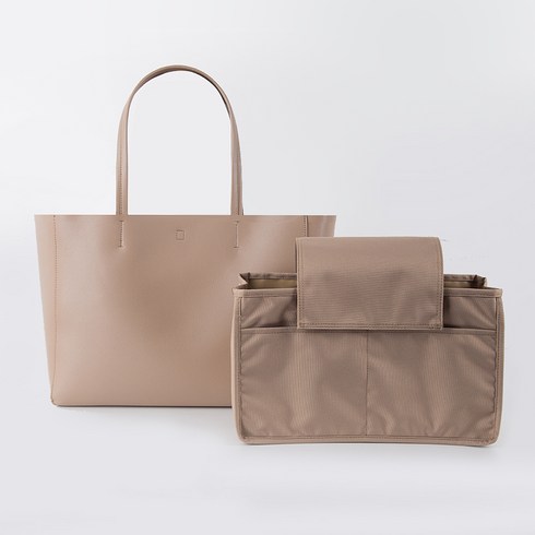 앙레베 초경량 기저귀가방 V1 + 이너백 세트, 내추럴베이지