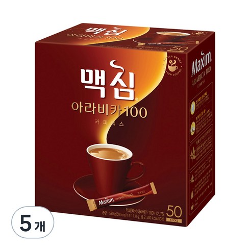 맥심 아라비카 100 커피믹스, 11.8g, 50개입, 5개