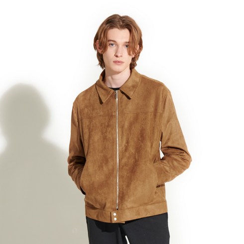 지플리시 남성용 비건레더 스웨이드 블루종 자켓