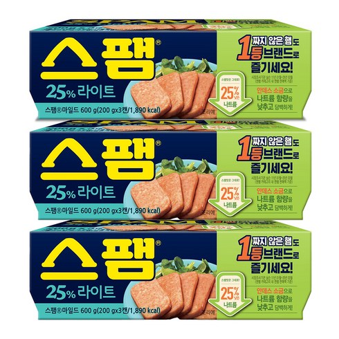 스펨 - 스팸 25% 라이트 햄통조림, 200g, 9개