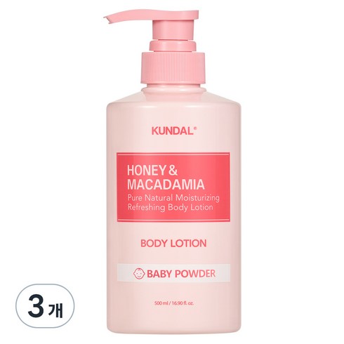 쿤달 퓨어 바디로션 베이비파우더향, 500ml, 3개