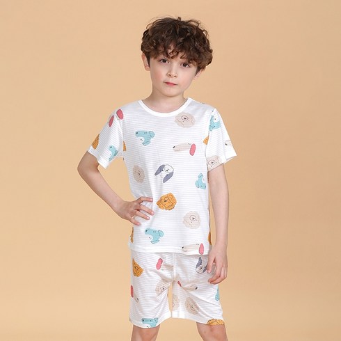 2023년 가성비 최고 자카드인견 - 보누맘 아동용 애니멀프렌즈 5부 인견 쟈가드 실내복