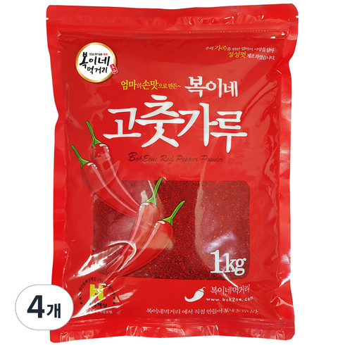 중국산고춧가루 - 복이네먹거리 중국산 고추가루 보통맛 김치용, 1kg, 4개