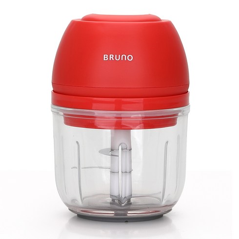 야채다지기 - BRUNO 미니 글라스 전동 다지기 유리용기 300ml, 레드, 1개