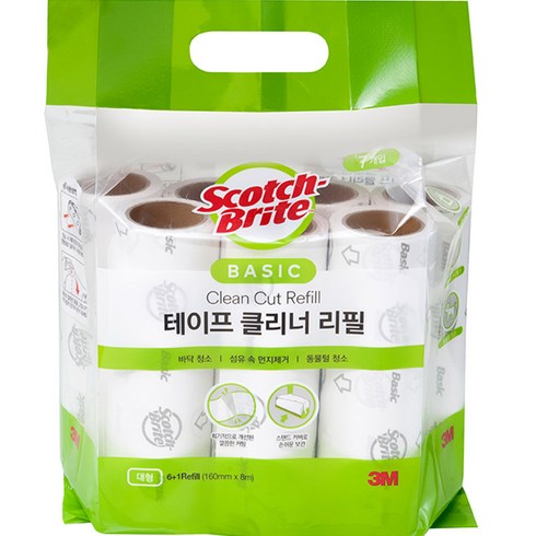 3m - 3M 실속형 베이직 테이프클리너 대형 리필 7개, 1개