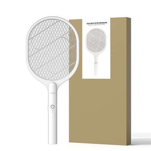 르오브 KC인증 충전식 전기모기채 500mAh, 화이트