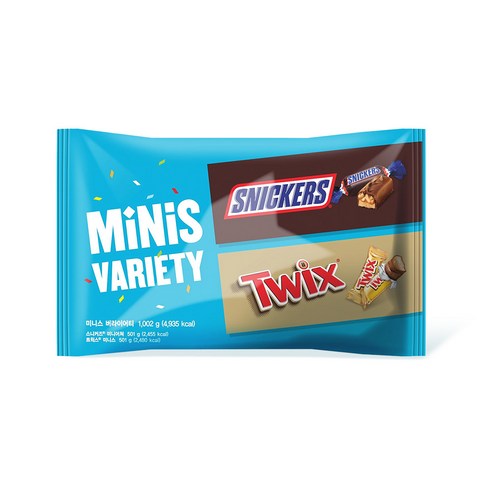마즈 스니커즈 트윅스 버라이어티팩 미니스 초코바, 1.002kg, 1개