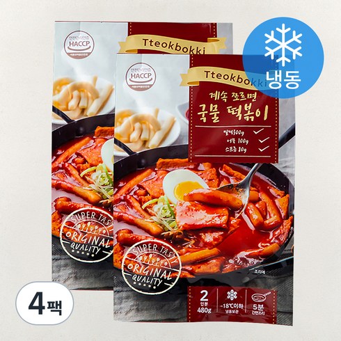 계속쪼르면 국물떡볶이 오리지널 (냉동), 480g, 4팩