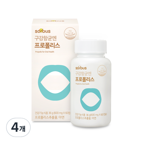 소버스 구강항균엔 프로폴리스 36g, 60정, 4개