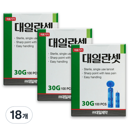 대일제약 대일란셋 일회용 수동 채혈침, 18개, 100개입