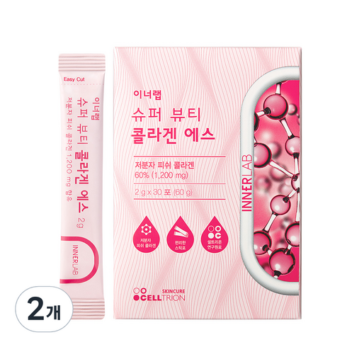셀트리온 이너랩 슈퍼 뷰티 저분자 피쉬 콜라겐 에스, 60g, 2개