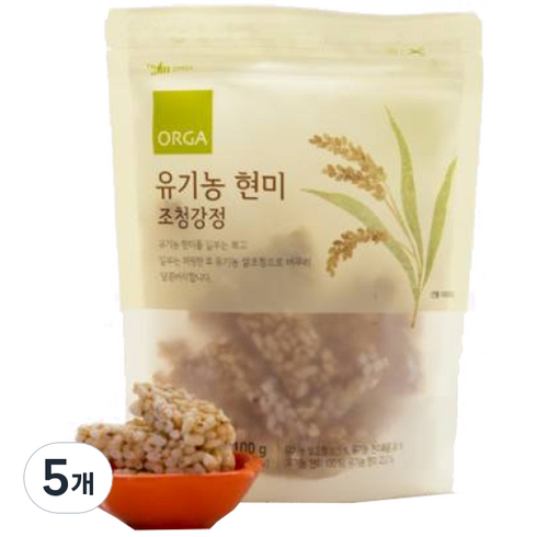 ORGA 유기농 현미 조청강정 100g, 5개