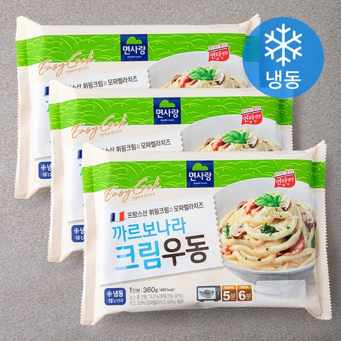 면사랑 까르보나라 크림우동 (냉동), 360g, 3개