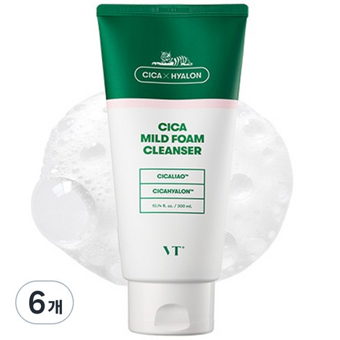 시카폼클렌징 - 브이티코스메틱 시카 마일드 폼 클렌저, 300ml, 6개