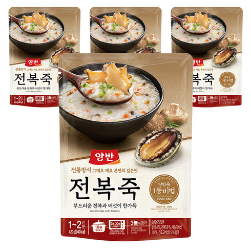 2023년 가성비 최고 전복죽 - 양반 전복죽, 420g, 4개