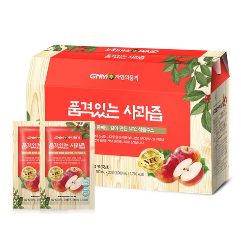 GNM자연의품격 품격있는 사과즙, 품격있는 사과즙 1박스(30포), 100ml, 30개