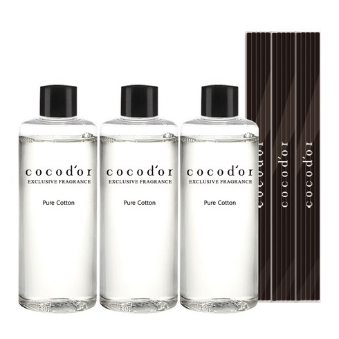 뉴 코코도르 디퓨저 리필액 3p + 리드스틱 15p, 퓨어코튼, 200ml