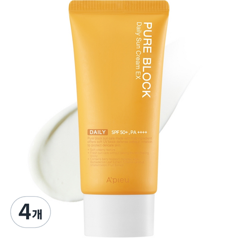 어퓨 퓨어 블록 내추럴 데일리 선크림 EX SPF50 PA++++, 100ml, 4개