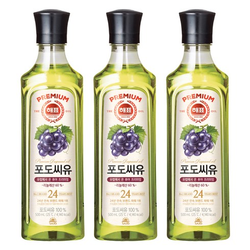 해표포도씨유 - 해표 포도씨유, 500ml, 3개