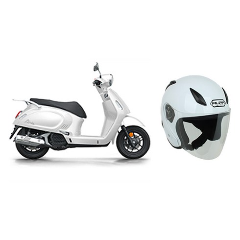 한솜모터스 레트로 클래식 스쿠터 아르떼125 + 아우라3 오토바이 헬멧 방문설치, Arte 125, 화이트