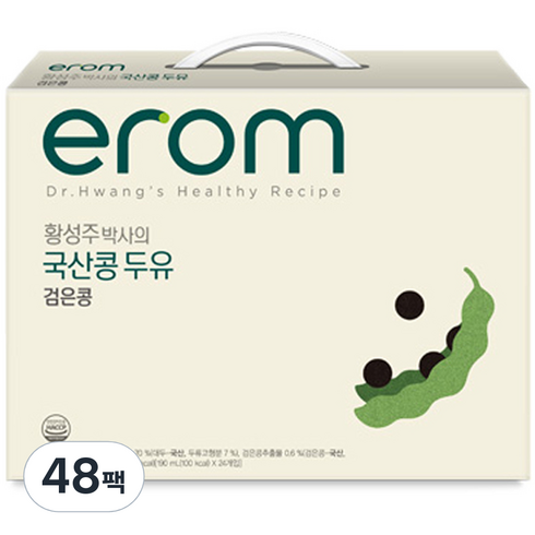 황성주박사의 국산콩두유 Plus 5박스 - 이롬 황성주 검은콩 두유, 190ml, 48개