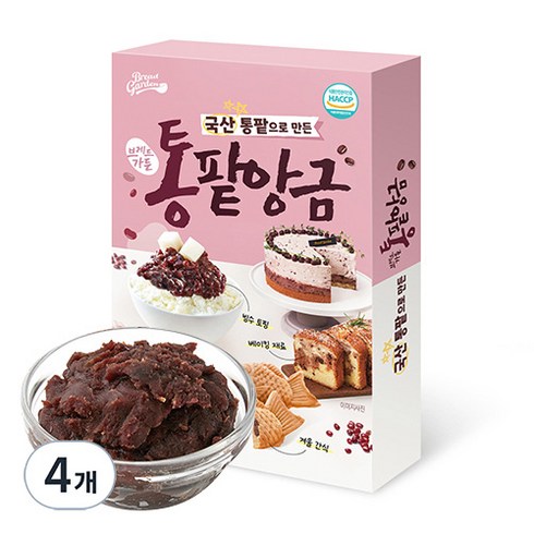 브레드가든 프리미엄 통팥 앙금, 300g, 4개