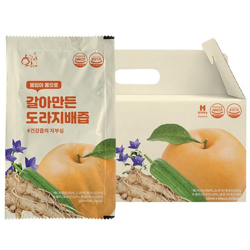 황금이네 갈아만든 도라지배즙 어른용 100ml 50포, 5L, 1개