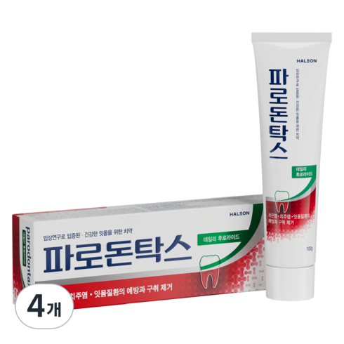 잇몸치약 - 파로돈탁스 데일리 후로라이드 치약, 100g, 4개