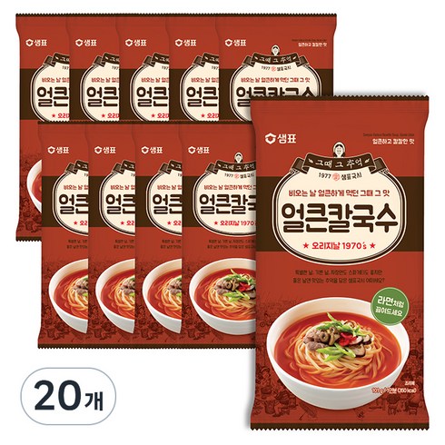 공항칼국수 - 샘표 얼큰 칼국수, 101g, 20개