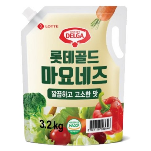 마요네즈3.2kg - 롯데푸드 골드 마요네즈 스파우트 파우치, 3.2kg, 1개