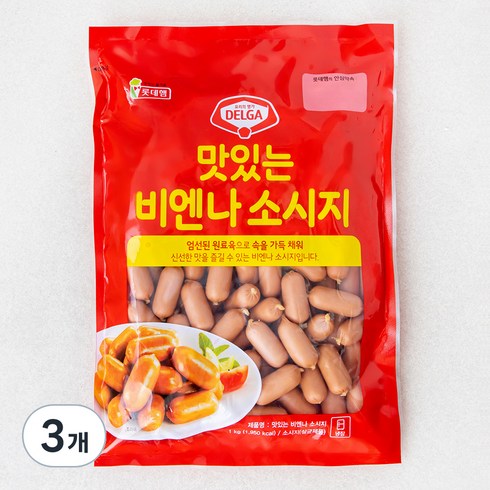 비엔나소세지 - 롯데햄 맛있는 비엔나 소시지, 1kg, 3개