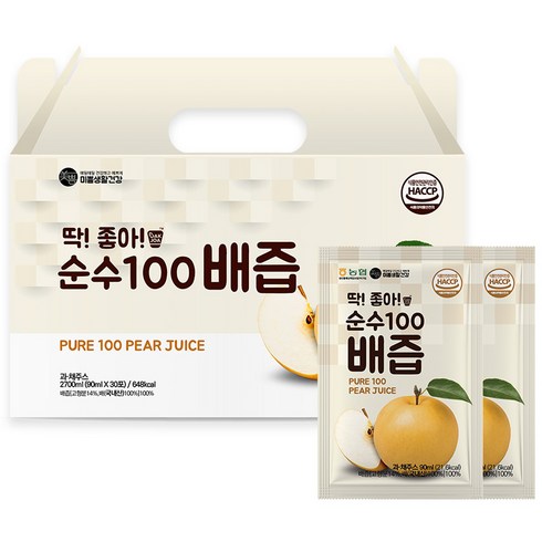 미쁨생활건강 딱좋아 순수100 배즙, 90ml, 30개