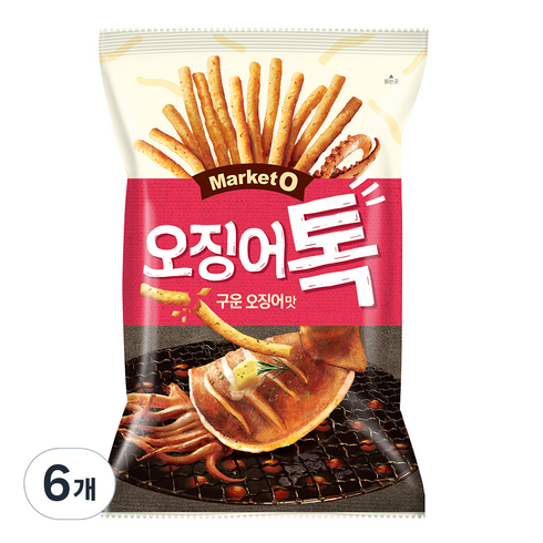 오잉톡 - 마켓오 오징어톡 구운오징어맛, 136g, 6개