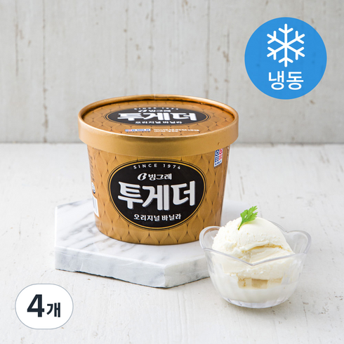 투게더 - 빙그레 투게더 오리지널 바닐라 아이스크림 (냉동), 900ml, 4개