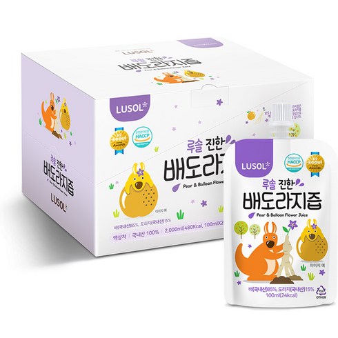 2023년 가성비 최고 도라지배즙 - 루솔이 만든 진한 배도라지즙 선물세트, 100ml, 20개