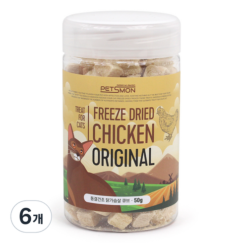 펫츠몬 고양이 동결건조 닭가슴살 큐브 50g, 오리지날, 6개