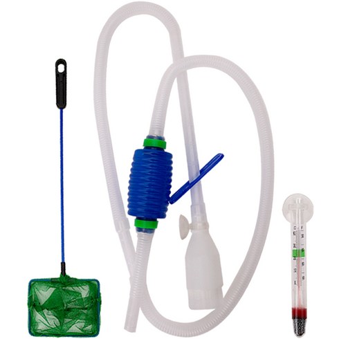 아마존 어항 수조 물갈이 청소 관리 사이펀 + 온도계 + 뜰채 세트, 1세트