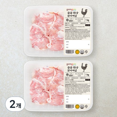 닭다리살정육 - 곰곰 1등급 닭다리살 (냉장), 1kg, 2개