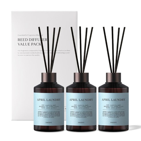 에이센트 실속형 디퓨저 + 우드스틱 5p, 에이프릴런더리, 200ml, 3개