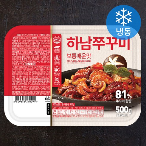 양념쭈꾸미보통 - 하남쭈꾸미 보통 매운맛 (냉동), 500g, 1개