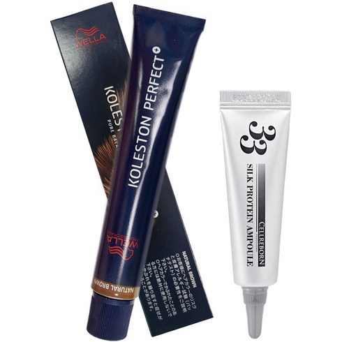 웰라 콜레스톤 퍼펙트 플러스 염색약 80g + 셀리본 33 실크 프로틴 앰플 12ml 세트, 8 / 07, 1세트