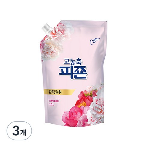 피죤 고농축 강력탈취 섬유유연제 로맨틱플라워 리필, 1.6L, 3개
