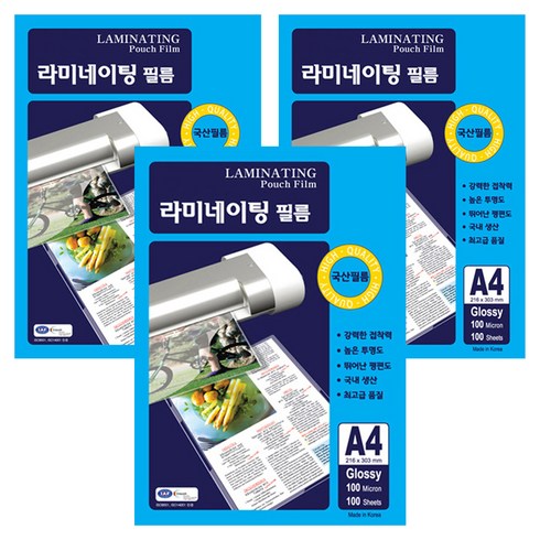동아피엠에스 고급형 국산 코팅필름 100MIC, A4, 300매
