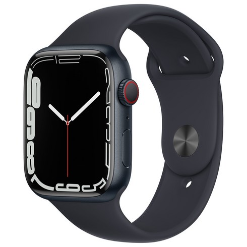 Apple 애플워치 7, 45mm, GPS+Cellular, 알루미늄, 미드나이트 / 미드나이트 스포츠 밴드
