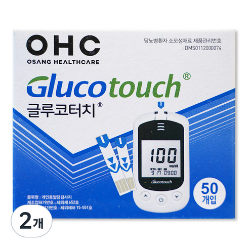 glucocare - OHC 글루코터치 혈당측정지, 50개입, 2개