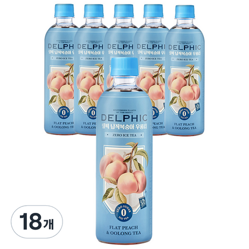 델픽 납작복숭아 우롱티 제로아이스티, 500ml, 18개