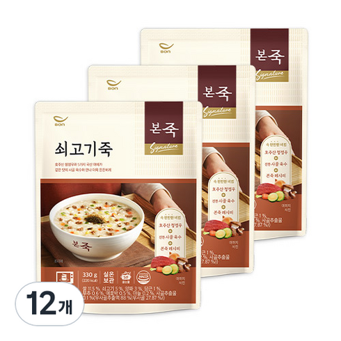 본죽 데워서 바로 먹는 쇠고기죽, 330g, 12개