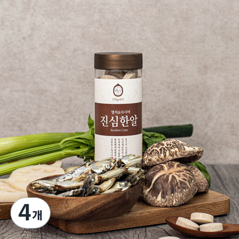 한 알로 요리 끝 자연한알6병마늘한알2봉 - 올고진 고체 육수 진심한알 35p, 105g, 4개